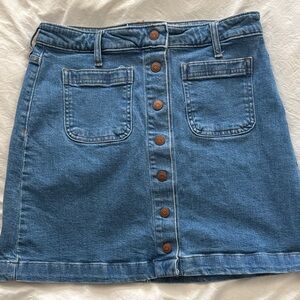 Madewell Blue Denim Button-Down Skirt